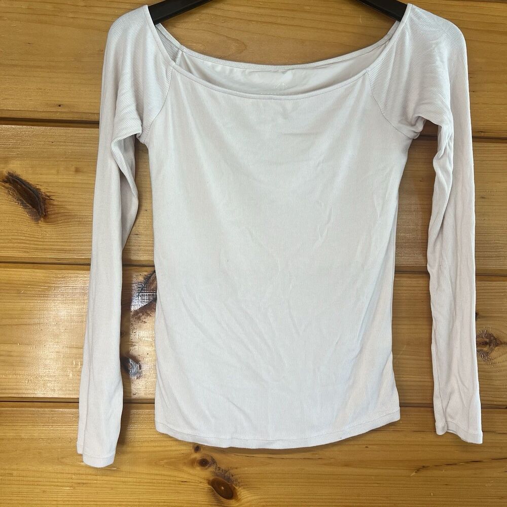 Klassy Network Top Womens Large Ribbed Long Sleeve Brami Bra Cream Padded